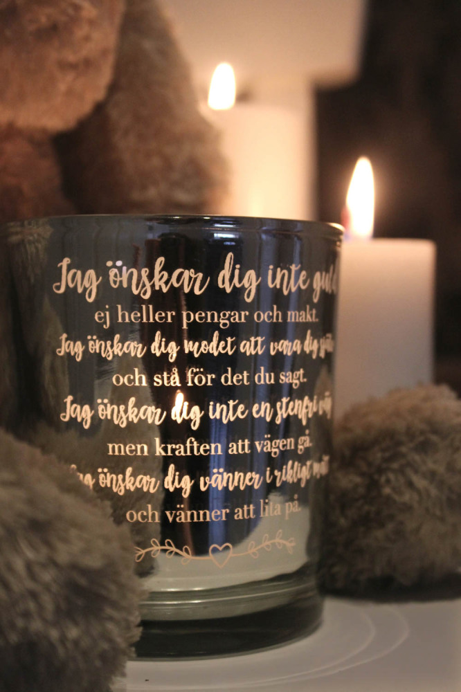Ljuslykta Jag önskar dig från Majas lyktor säljs till förmån för Barncancerfonden